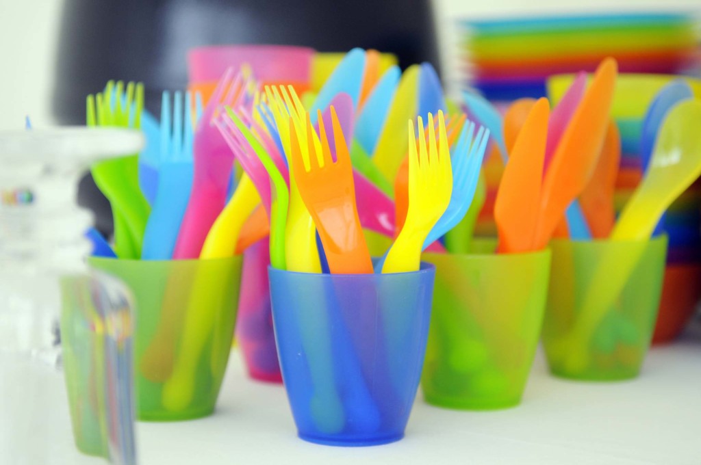 Colourful plastic utensils