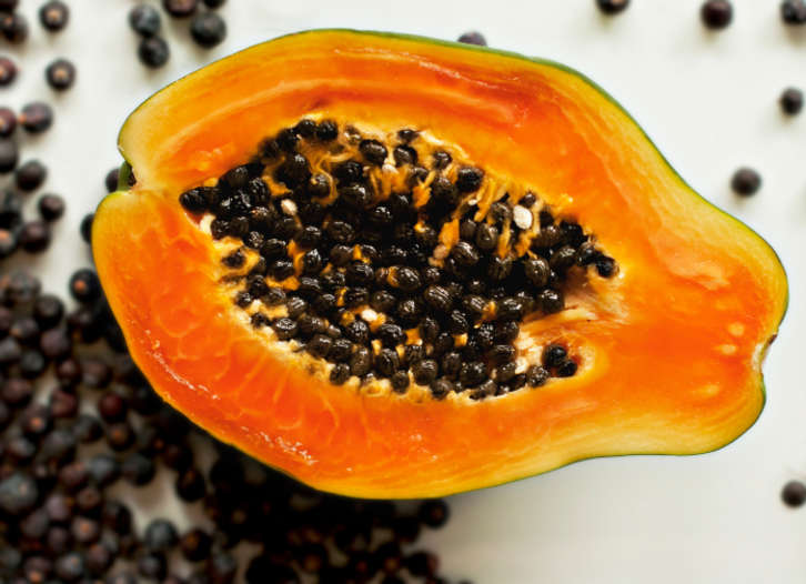 ripe papaya with seeds