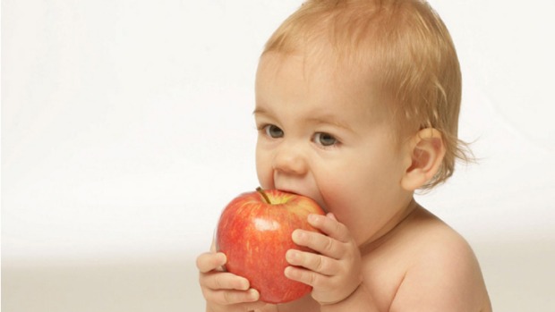 baby eating fruits